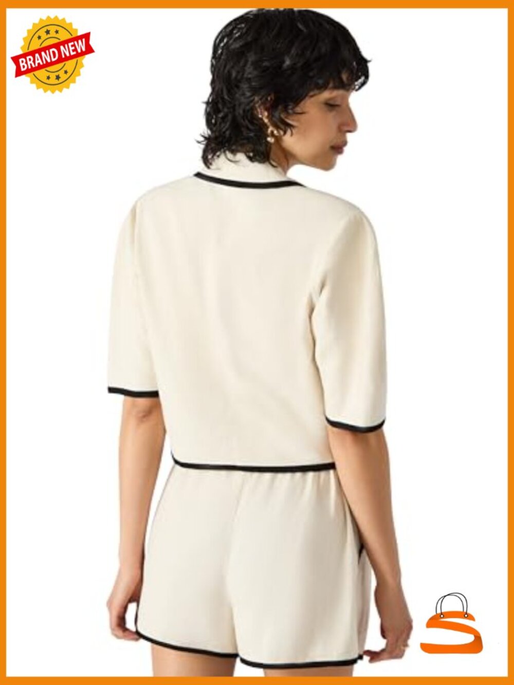 Women's Blazer Notch Collar Short Sleeve - Picture 4 of 4